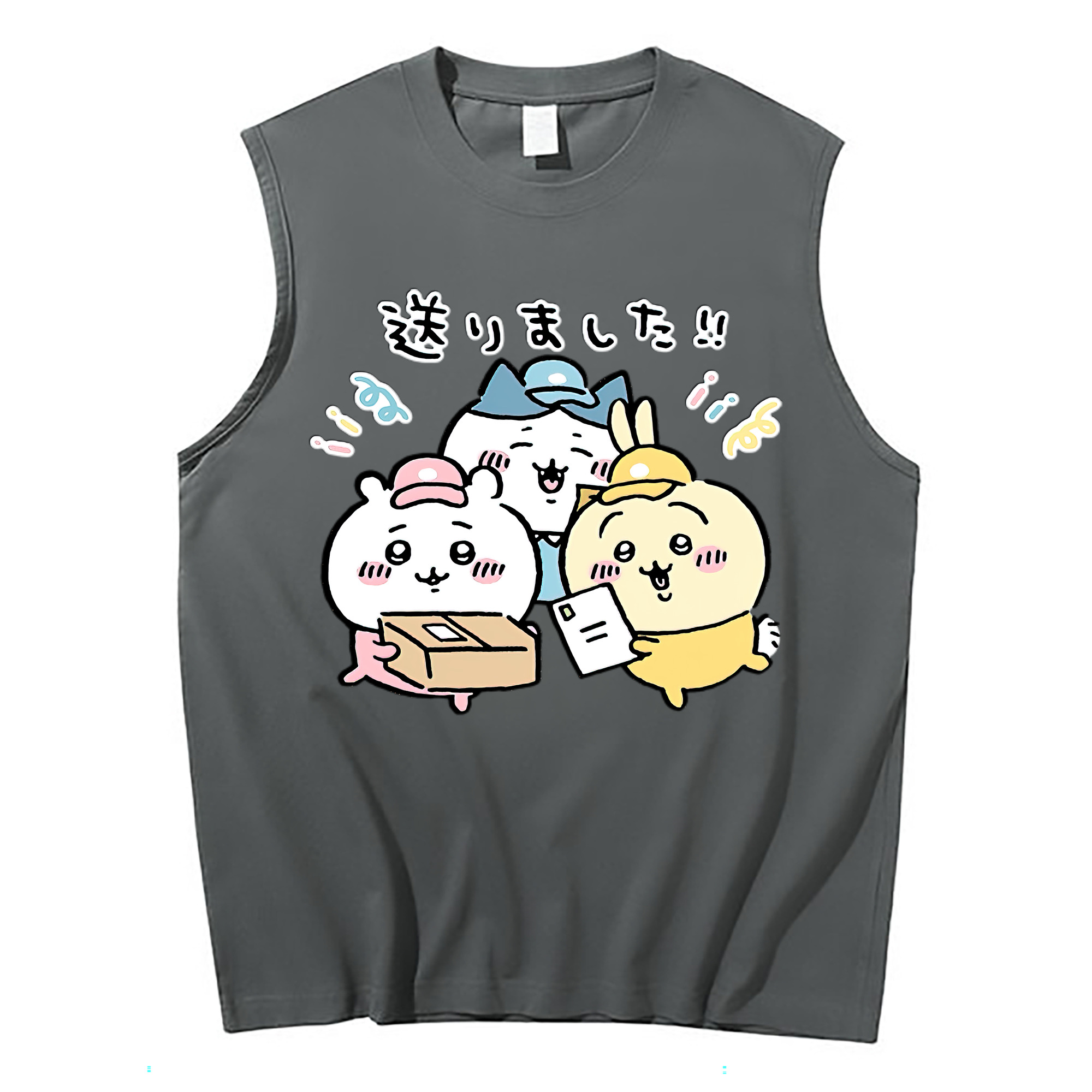 （画像用） ちいかわ ハチワレ Chii-kawa hachiware コットン100％タンクトップ（フロントプリント）